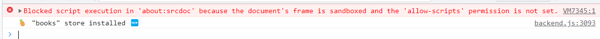Bocked script execution in 'about:srcdoc' because the document's frame ...