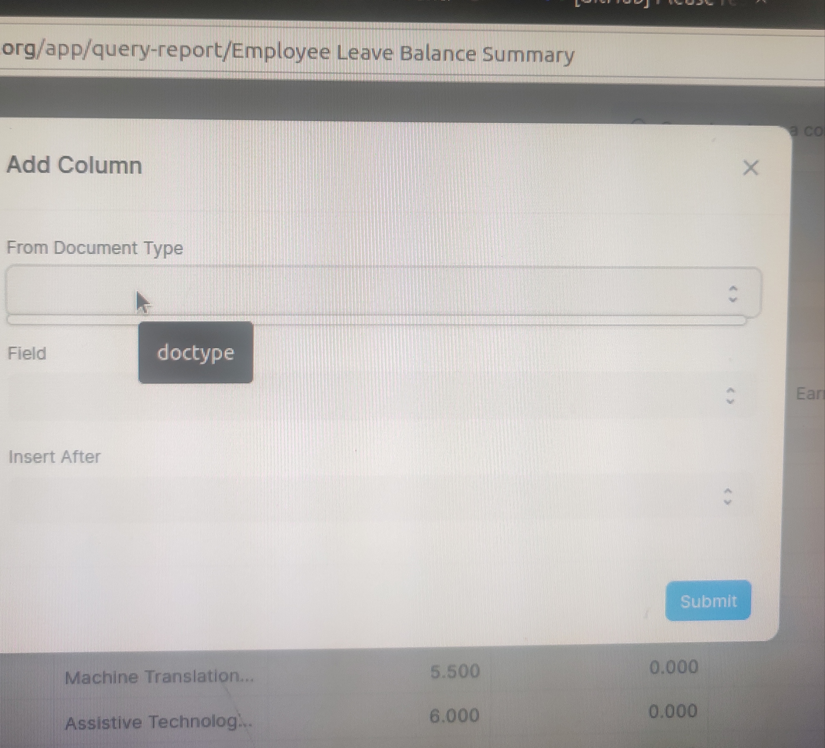 Dropdown menu is not working in employee leave balance summary report ...