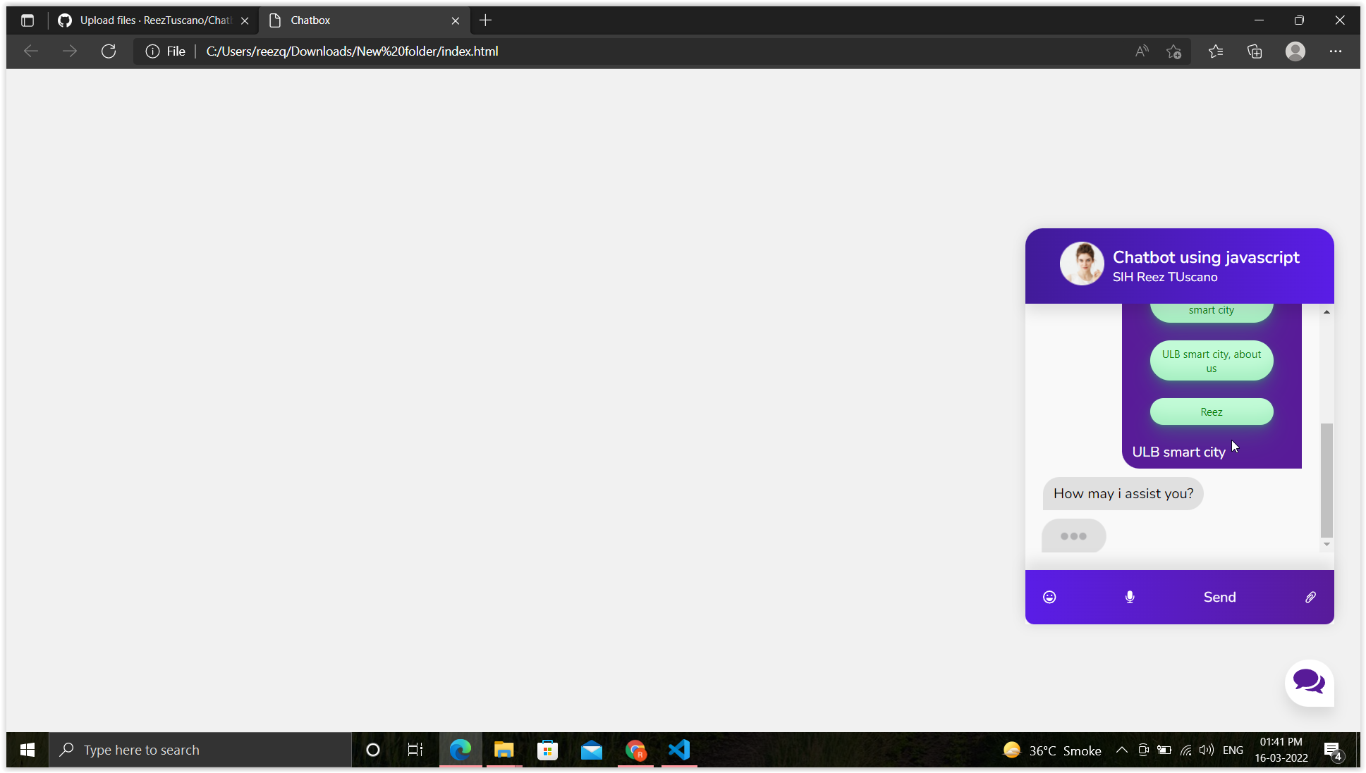 GitHub - ReezTuscano/Chatbot-with-ui-integration