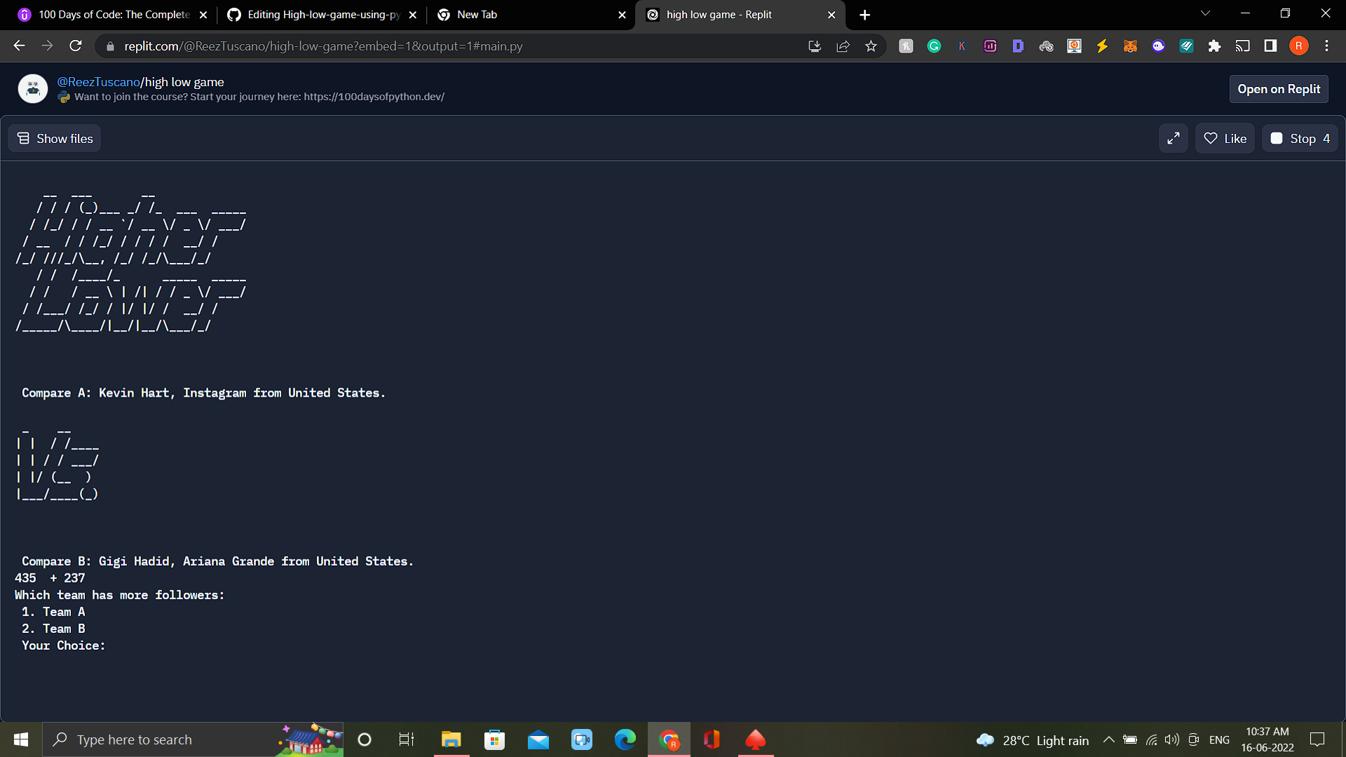 GitHub - ReezTuscano/High-low-game-using-python: Its a high low game ...