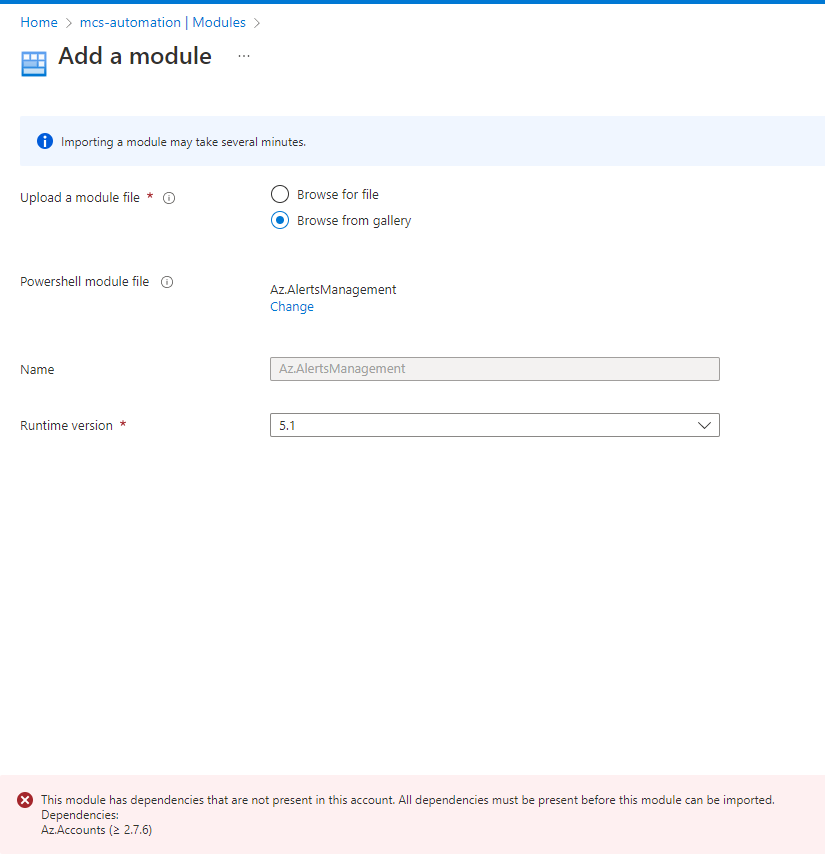 Cannot Import modules from "browse from gallery" which have