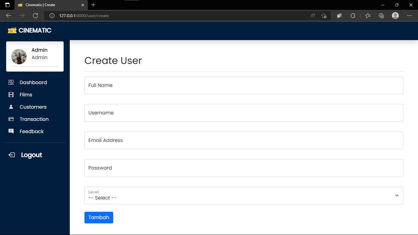 ADMIN_Tampilan Data User_Create