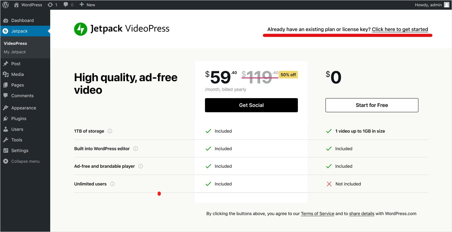 VideoPress pricing table-2