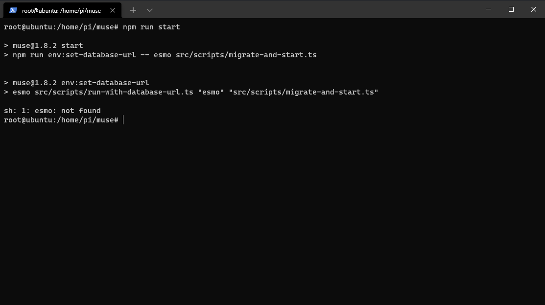 sh 1 esmo Permission denied · Issue 611 · codetheweb/muse · GitHub