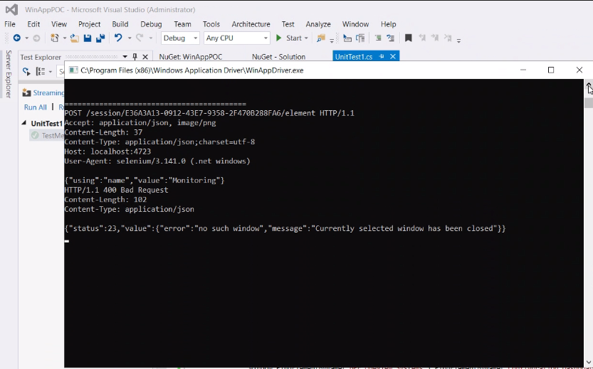 Microsoft.WinAppDriver.Appium.WebDriver 1.0.1-Preview version is it ok ...