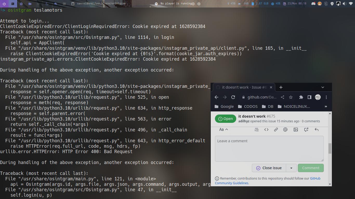 it doesn't work · Issue 675 · Datalux/Osintgram · GitHub