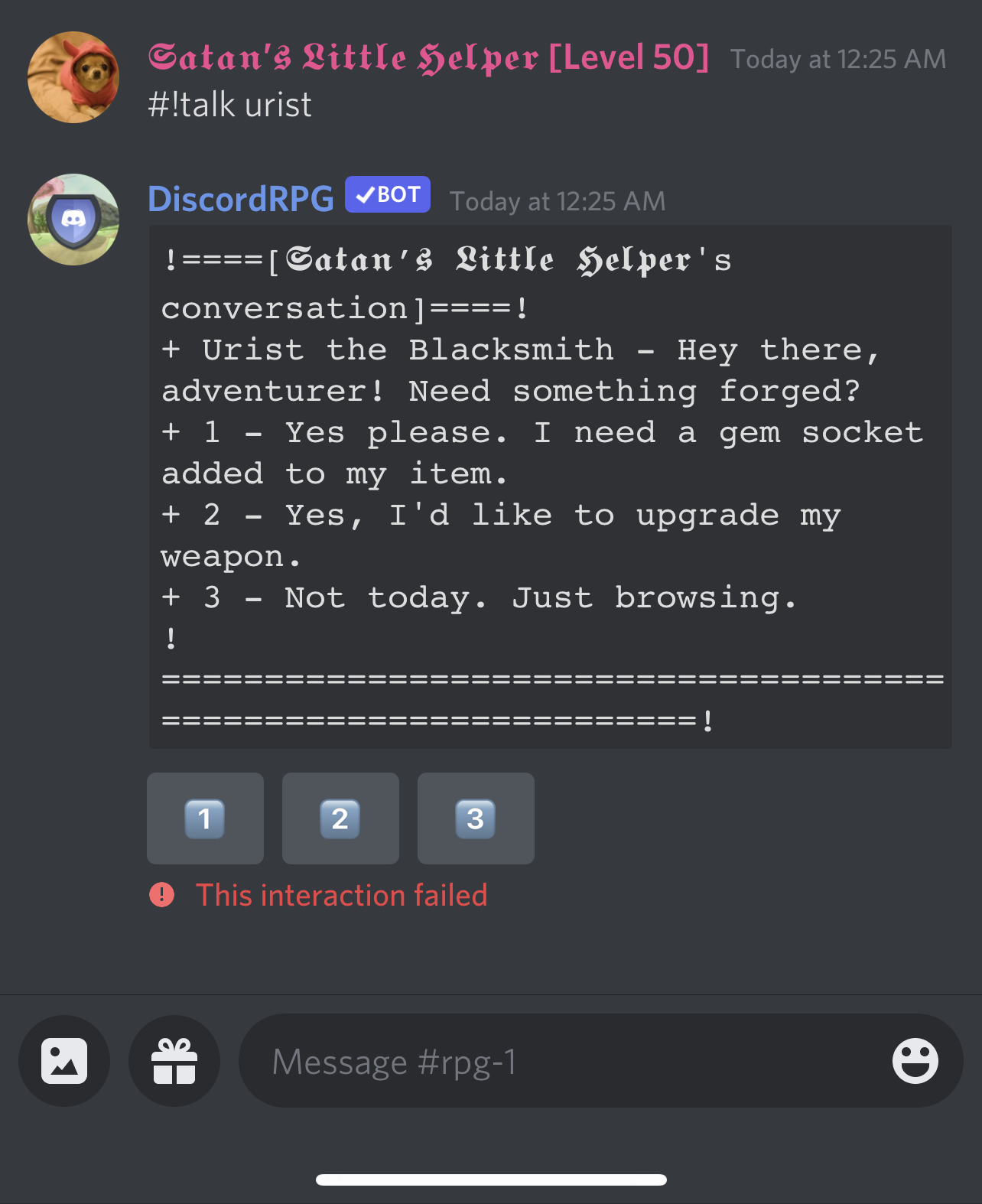 🐛 Bug Report: #!talk failure with Urist · Issue #1179 · DiscordDungeons ...