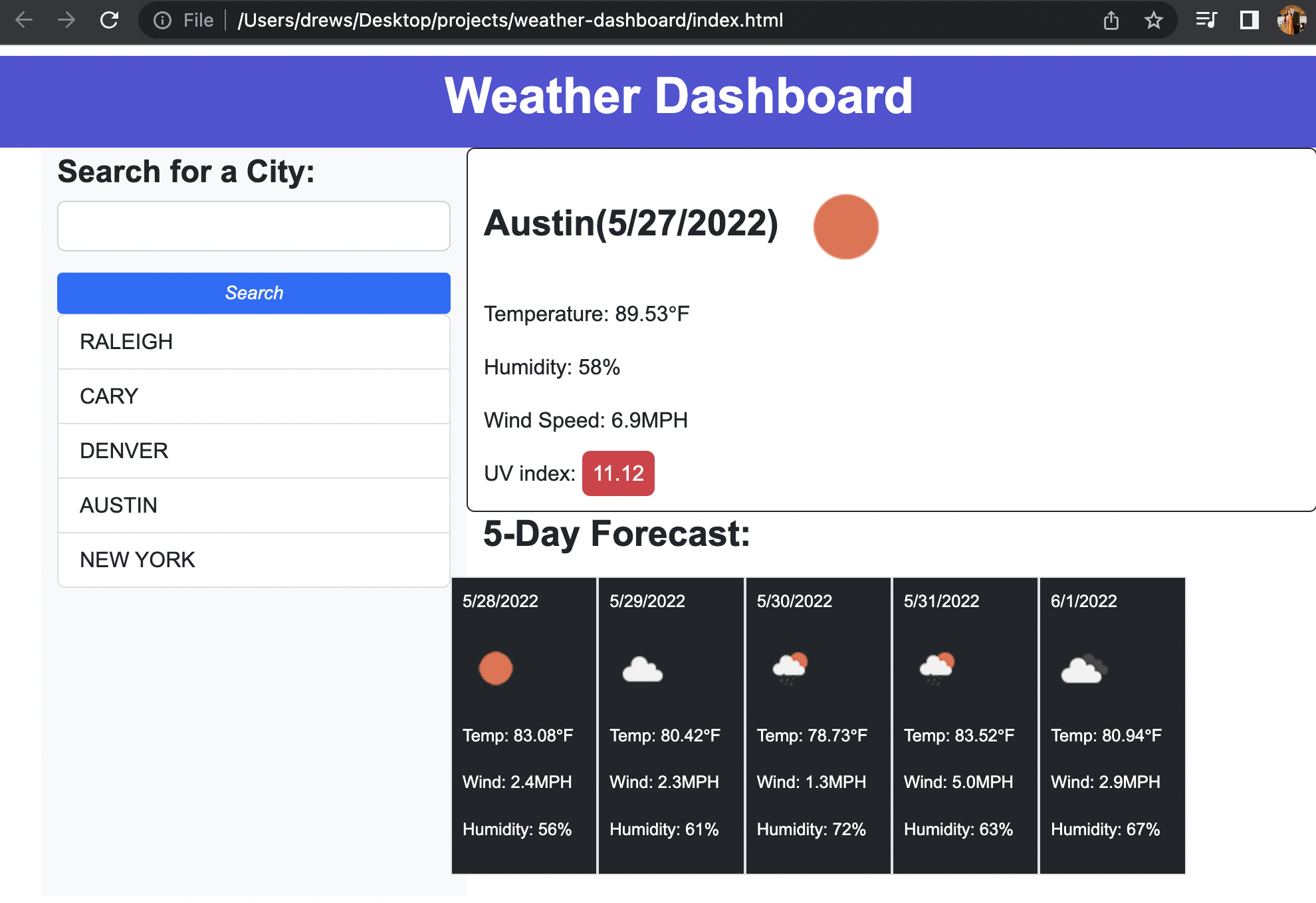 GitHub - DrewMcKinney23/weather-dashboard
