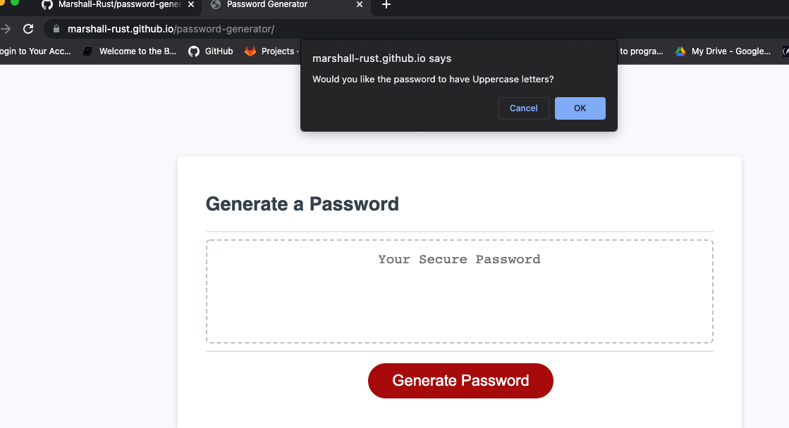 Github Marshall Rust Password Generator Homework For Week 3 Github Marshall Rust Password Generator Homework For Week 3