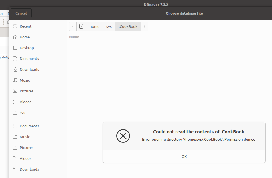 Access Denied opening SQLite in /opt/.... · Issue #10882 · dbeaver ...