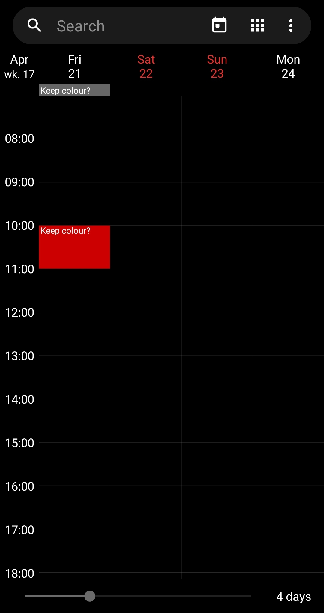 Colors not showing for all day events