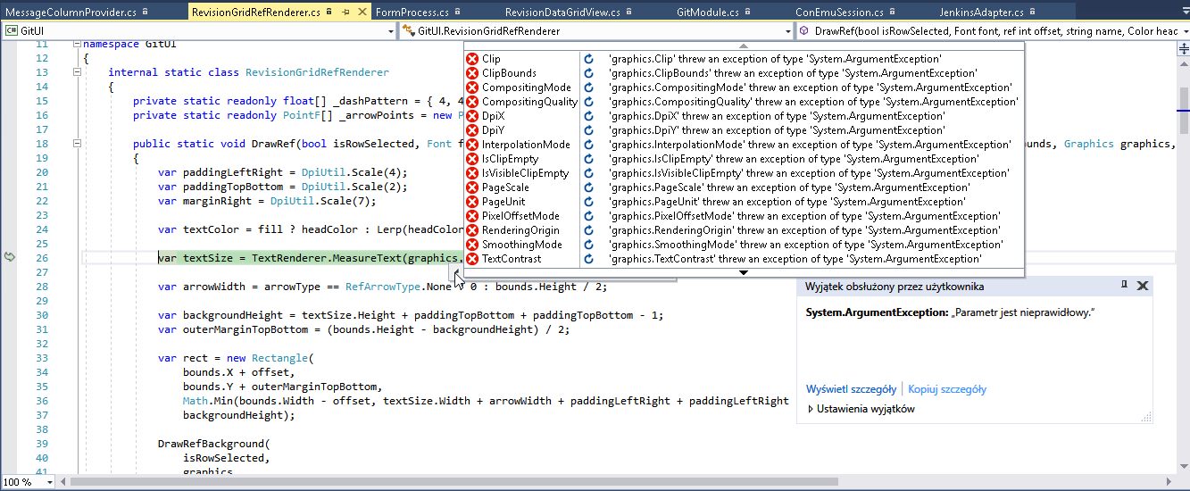 DrawRef throws System.ArgumentException · Issue 5276 · gitextensions