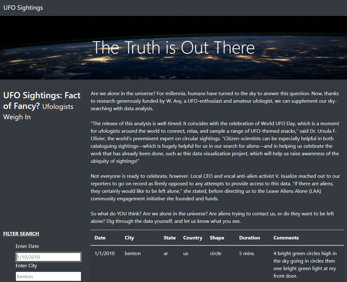 GitHub - MeganHarpring/UFOs