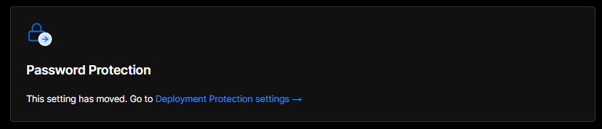 Can't turn off password protection for old application · vercel ...