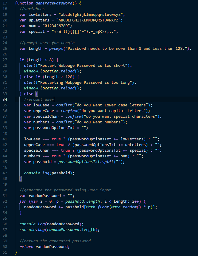 GitHub - LardexTheLarge/Password-Generator: Generates a password with ...