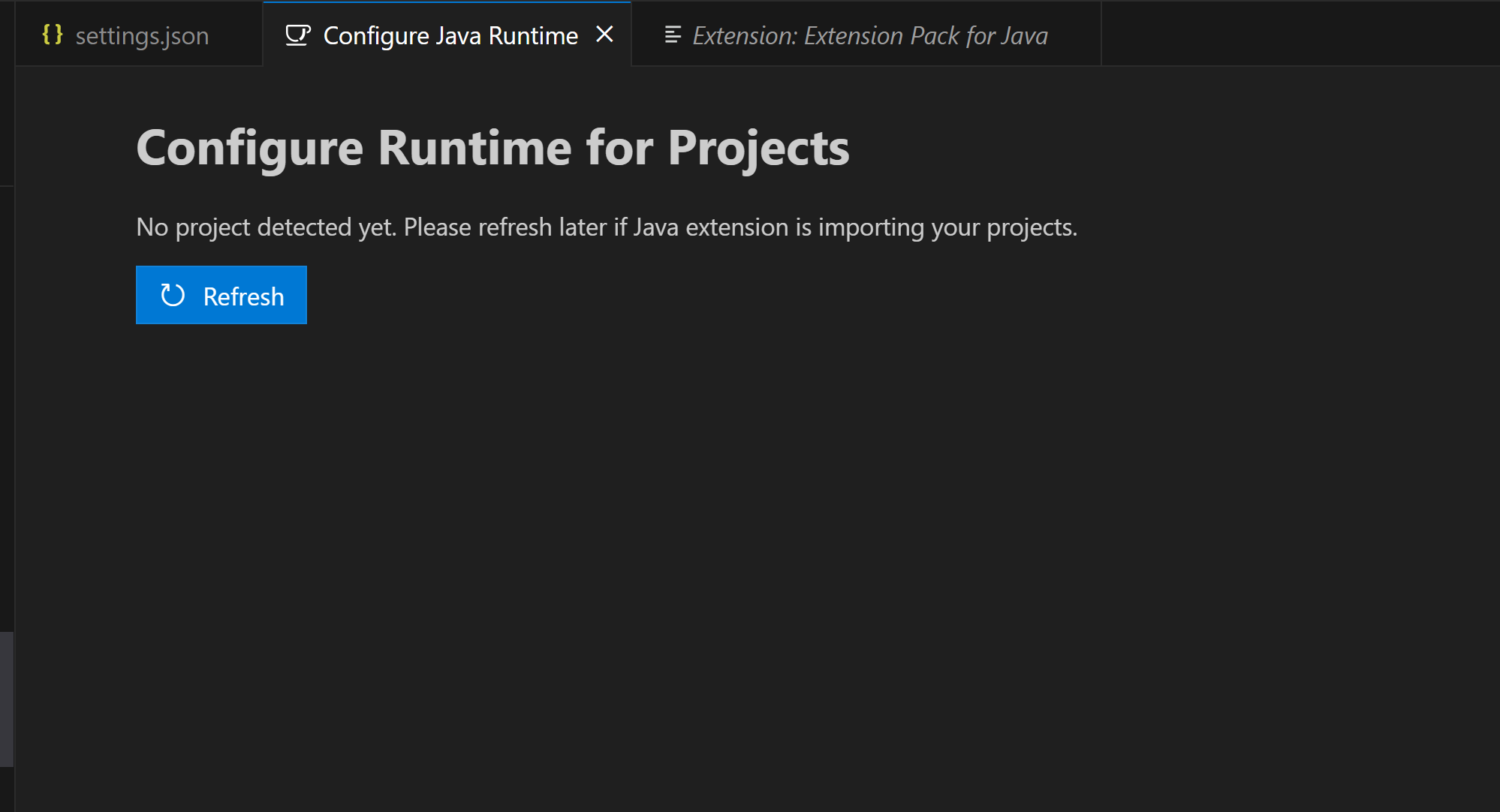 Always show no project detected yet issue 3285 redhat developer