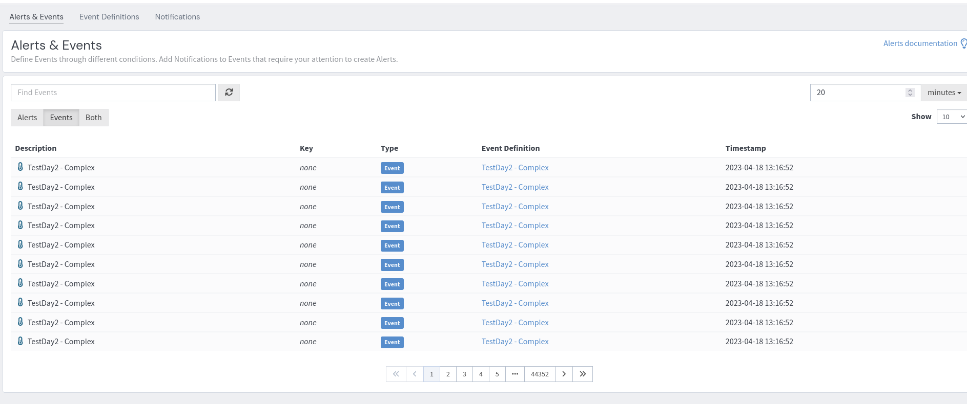 Pagination problems on Events page · Issue 15273 · Graylog2/graylog2