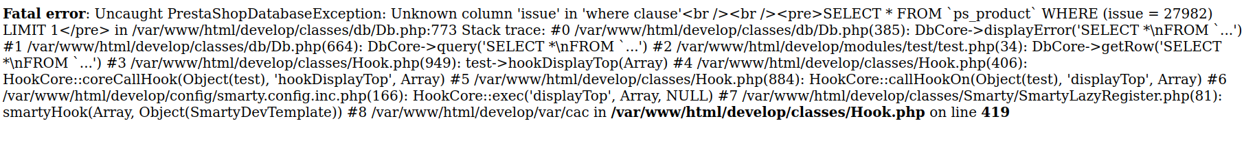 Wrap PDOException in PrestaShopException to cast the string error code ...