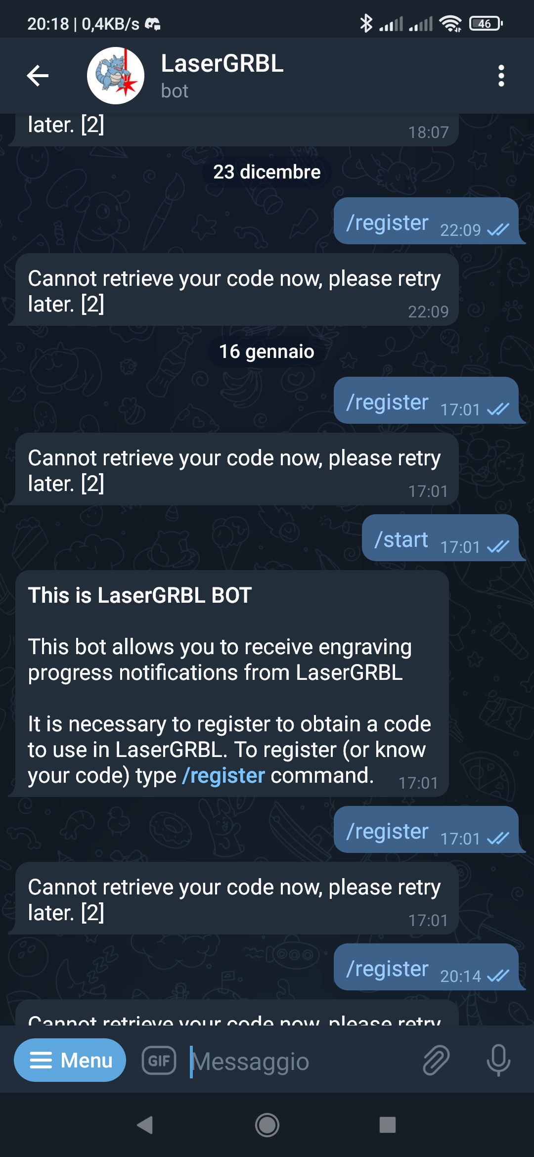 Telegram Bot not working · Issue #1724 · arkypita/LaserGRBL · GitHub