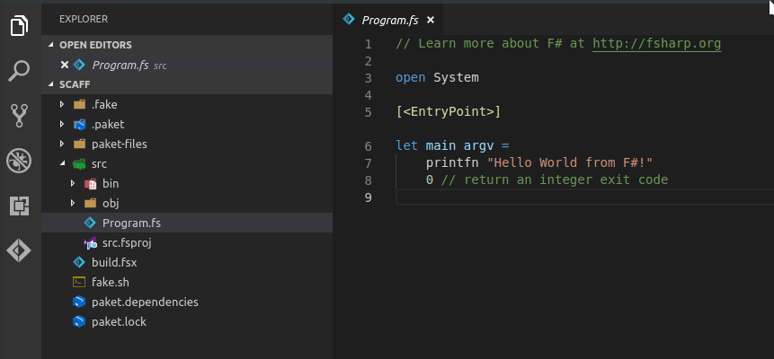 No type signatures for dotnet new console -lang=F# after creating fake ...