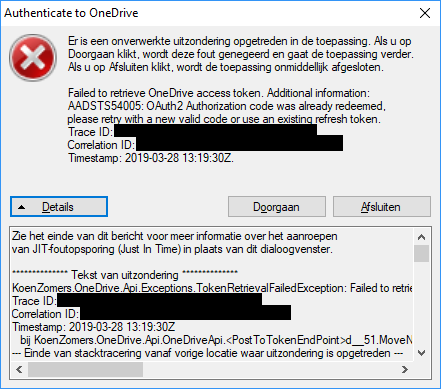 Unable to retrieve acces token · Issue #82 · KoenZomers ...