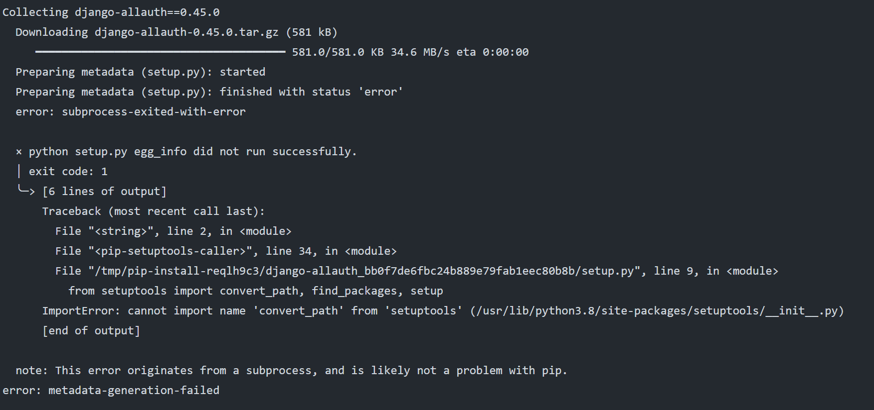 Pin setuptools version by SchrodingersGat · Pull Request 2774