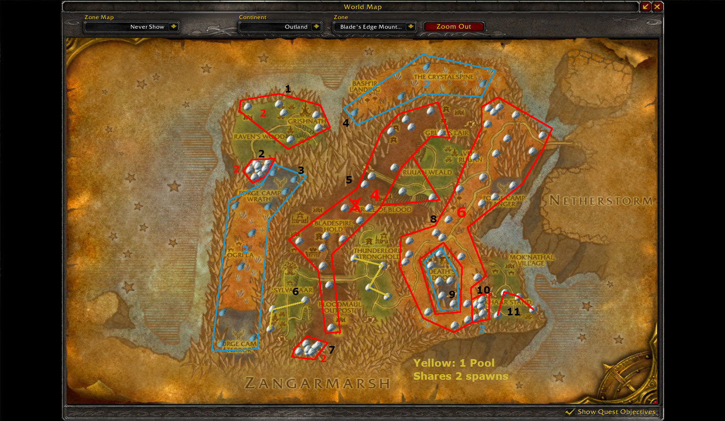 fix(DB/gameobject) Improve Blade's Edge Mountains gathering nodes and