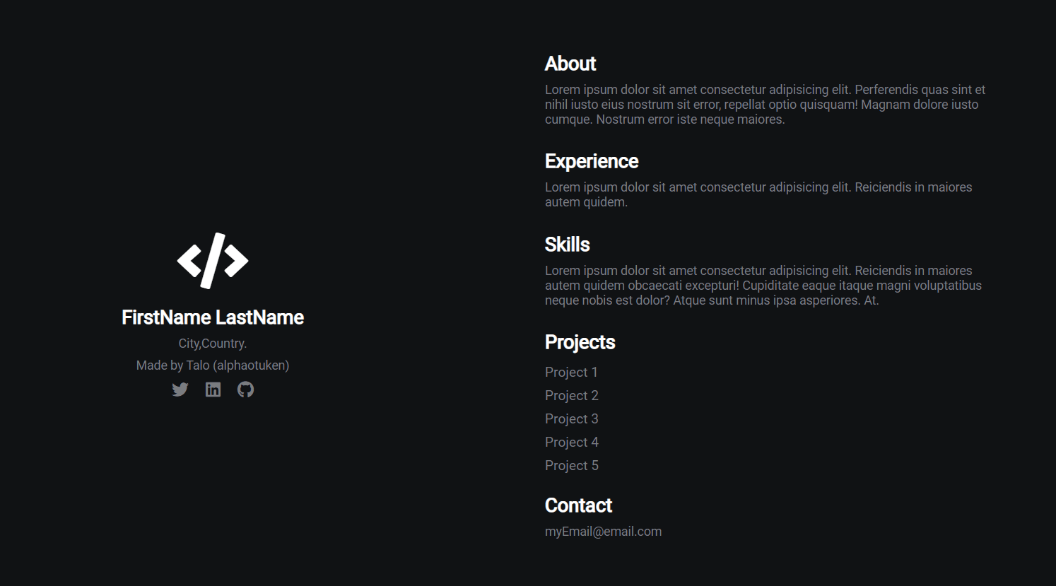 GitHub - Embermation/Minimalist-Portfolio-Template: A simple minimalist ...
