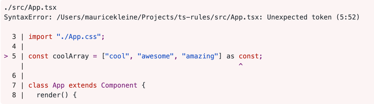 Unsupported `as const` TypeScript syntax · Issue #6730 · facebook ...