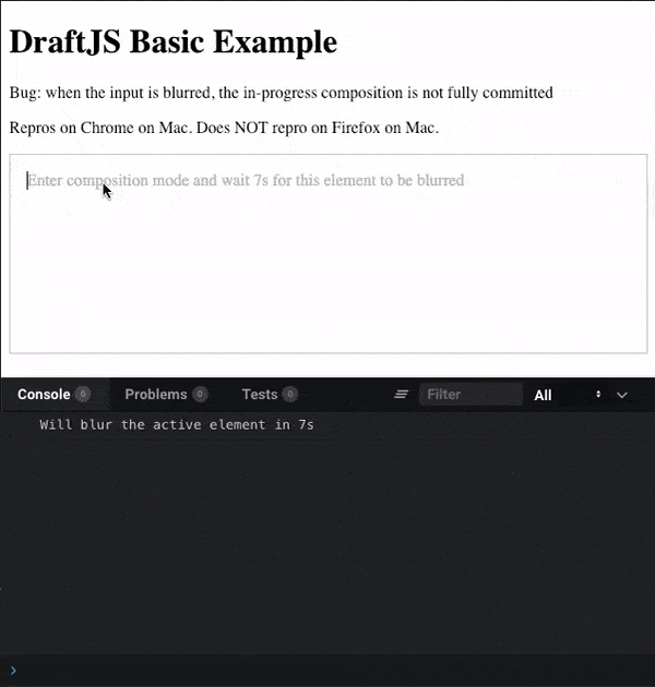 draft-js chrome macos - draft editor blurred by js blur