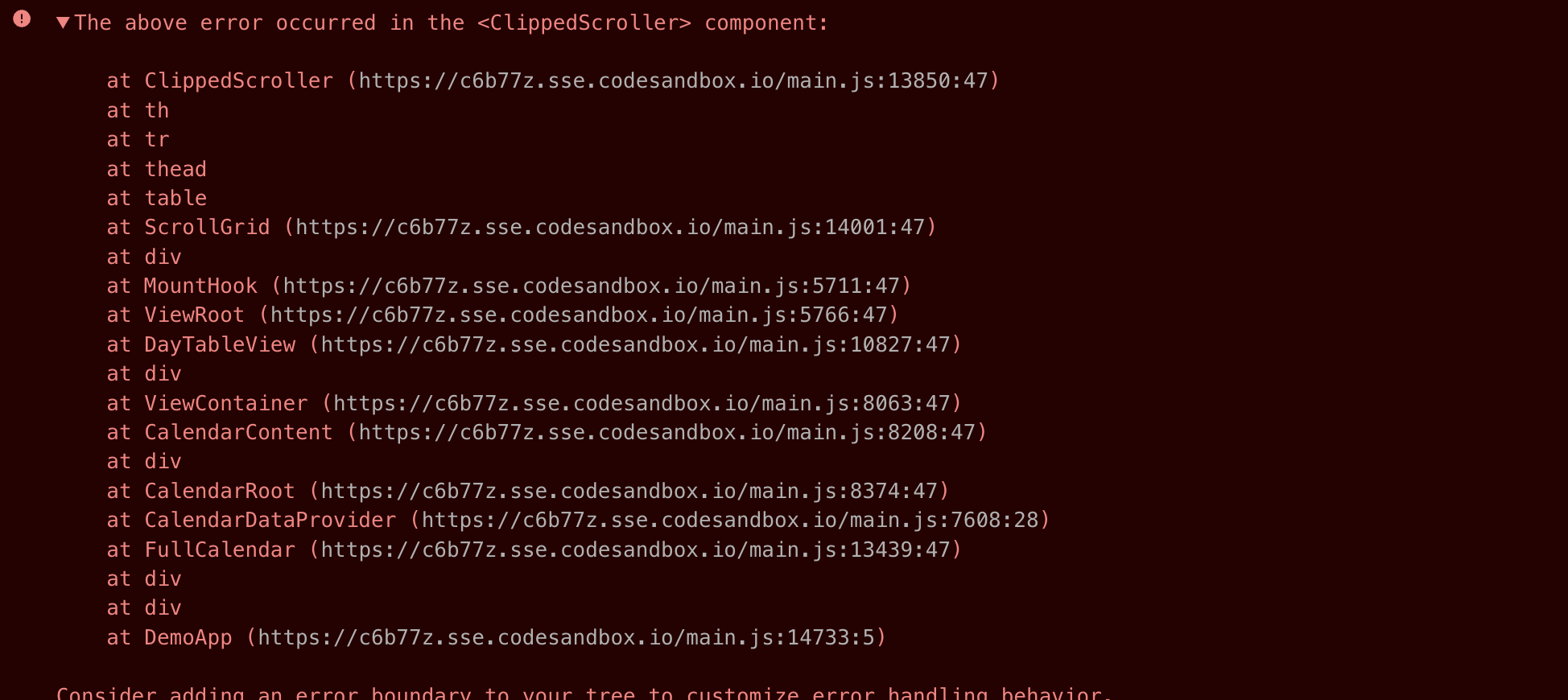 FullCalendar 5.11.0 React - "Maximum update depth exceeded ...