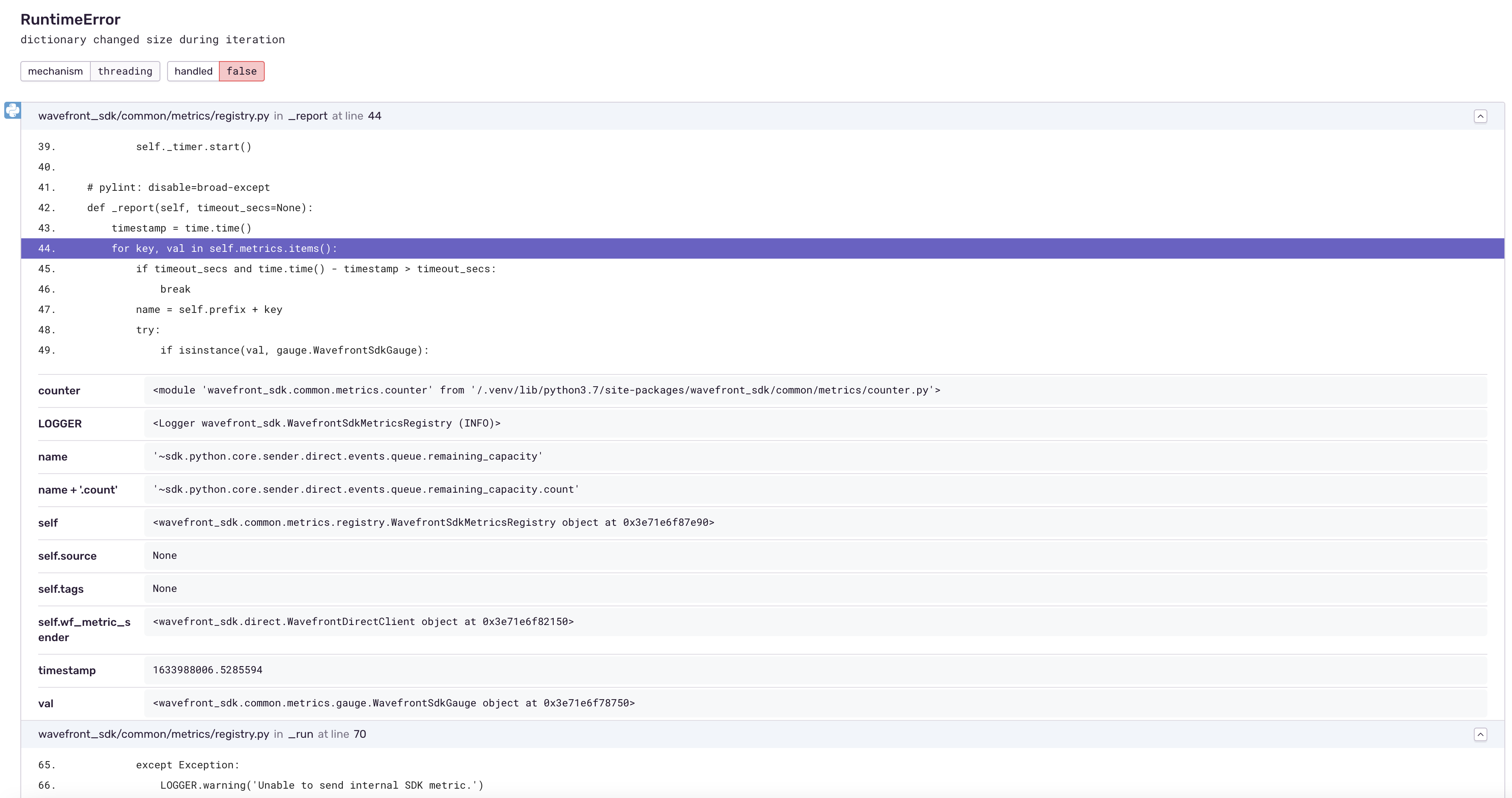 Runtimeerror: Dictionary Changed Size During Iteration · Issue #87 ·  Wavefronthq/Wavefront-Sdk-Python · Github