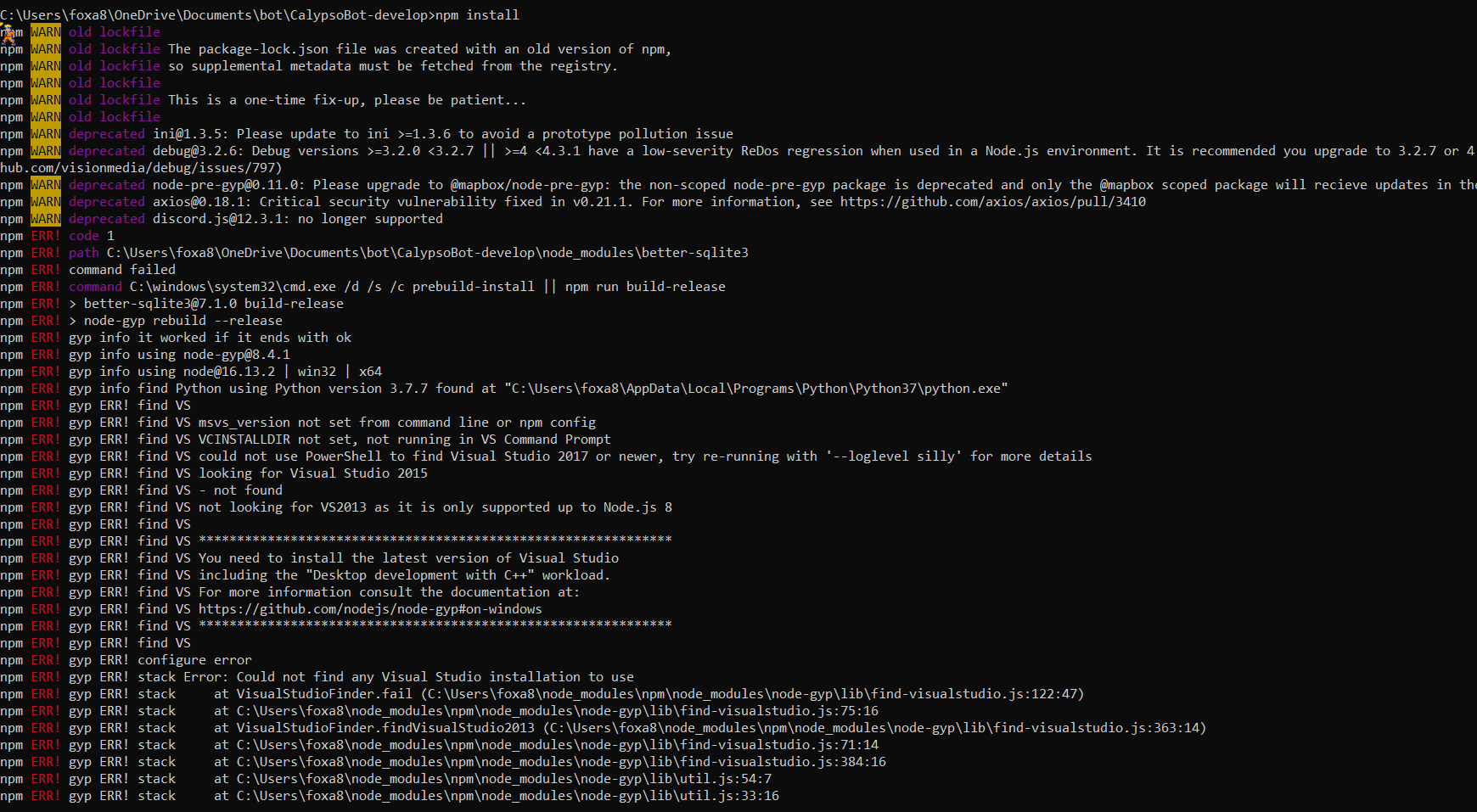 Module install error · Issue #99 · sabattle/CalypsoBot · GitHub