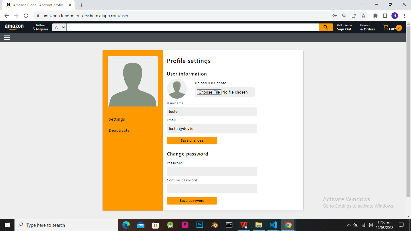 Profile page