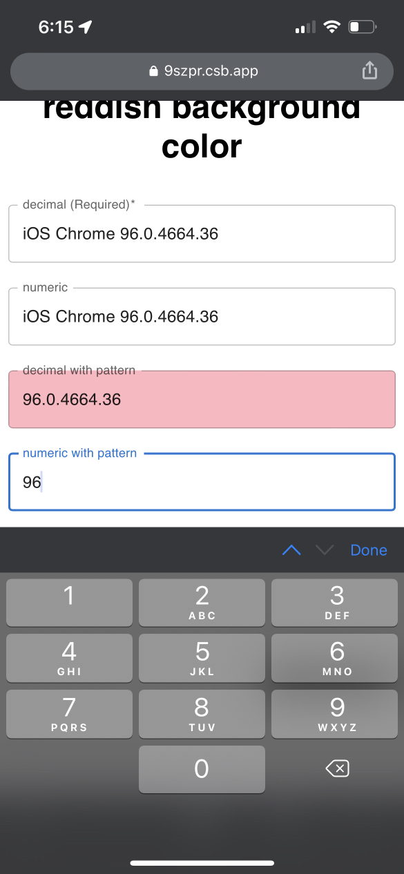iOS Chrome 96