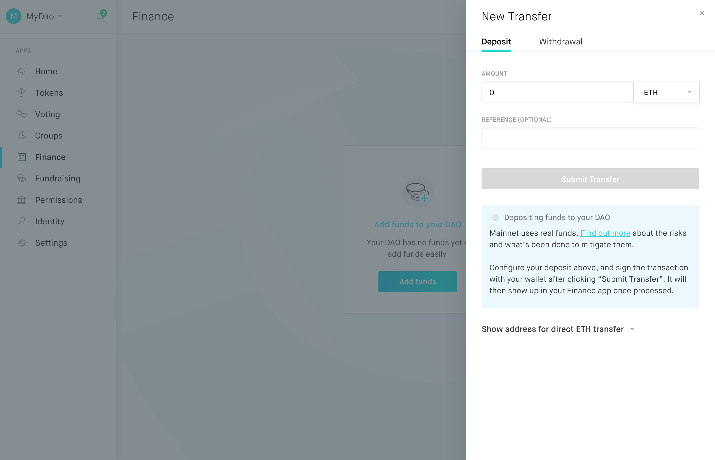 webapp-1366px - finance deposit mainnet warning 2 2x
