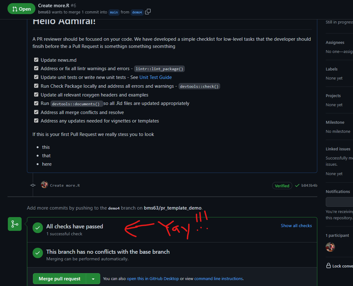 Create PR Checklist Template · Issue 786 · pharmaverse/admiral · GitHub