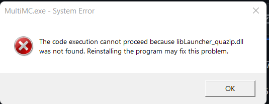 Can't open Multimc if it is on my desktop, as it says "The code ...
