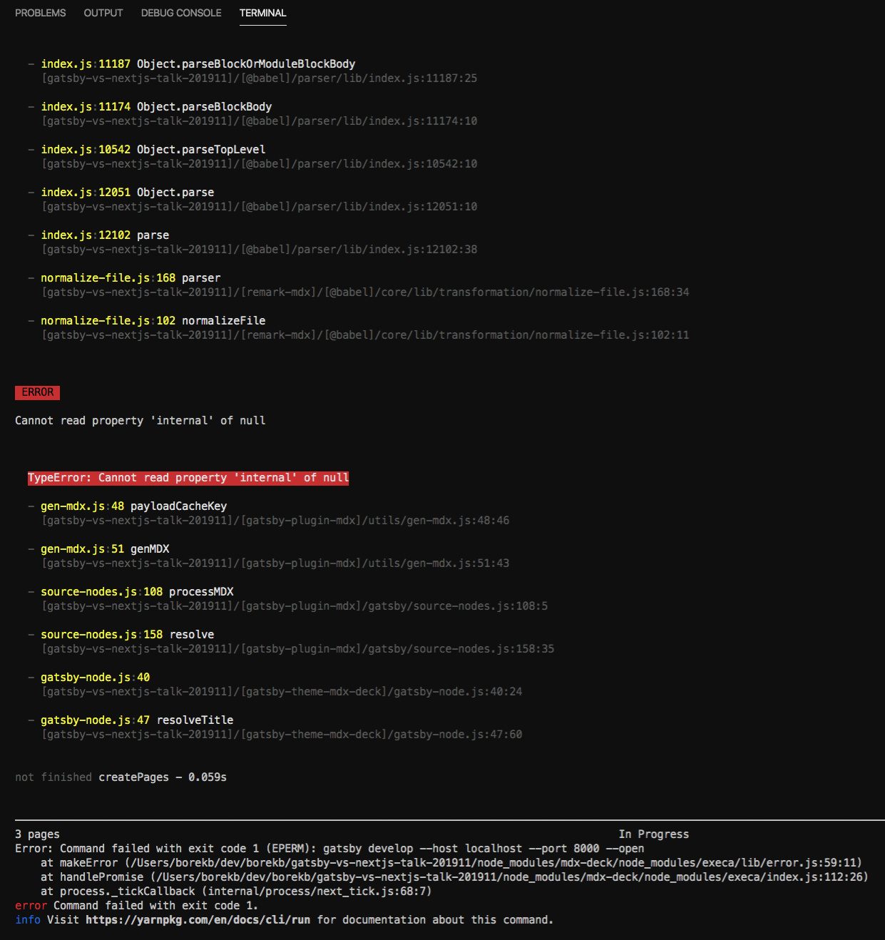 Screenshot 2019-04-09...
@dsifford if you don't mind I'll use this issue to gather pieces of information about the possible Zsh support. (Disclaimer: I know very little about how the completions work internally...
If it was writing completions for a single known environment, maybe I could try to do that but this sounds like troubleshooting of some (delicate?) interactions / integrations between Zsh...
Also, the error message could be friendlier, this is what I see in the terminal right now: ![Screenshot 2019-11-09 at 15 17 14