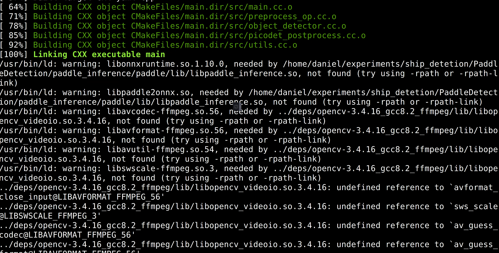 Linux C++部署 最后一步报错，无法生成main文件 · Issue #6130 · PaddlePaddle ...