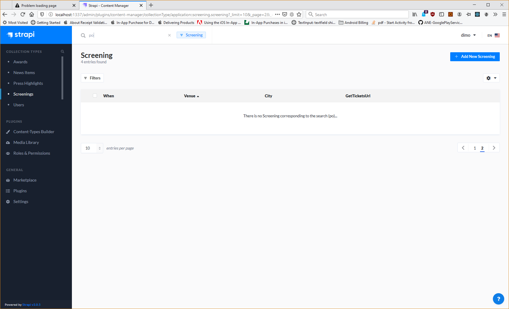 The admin panel doesn't show matching results when searching for ...