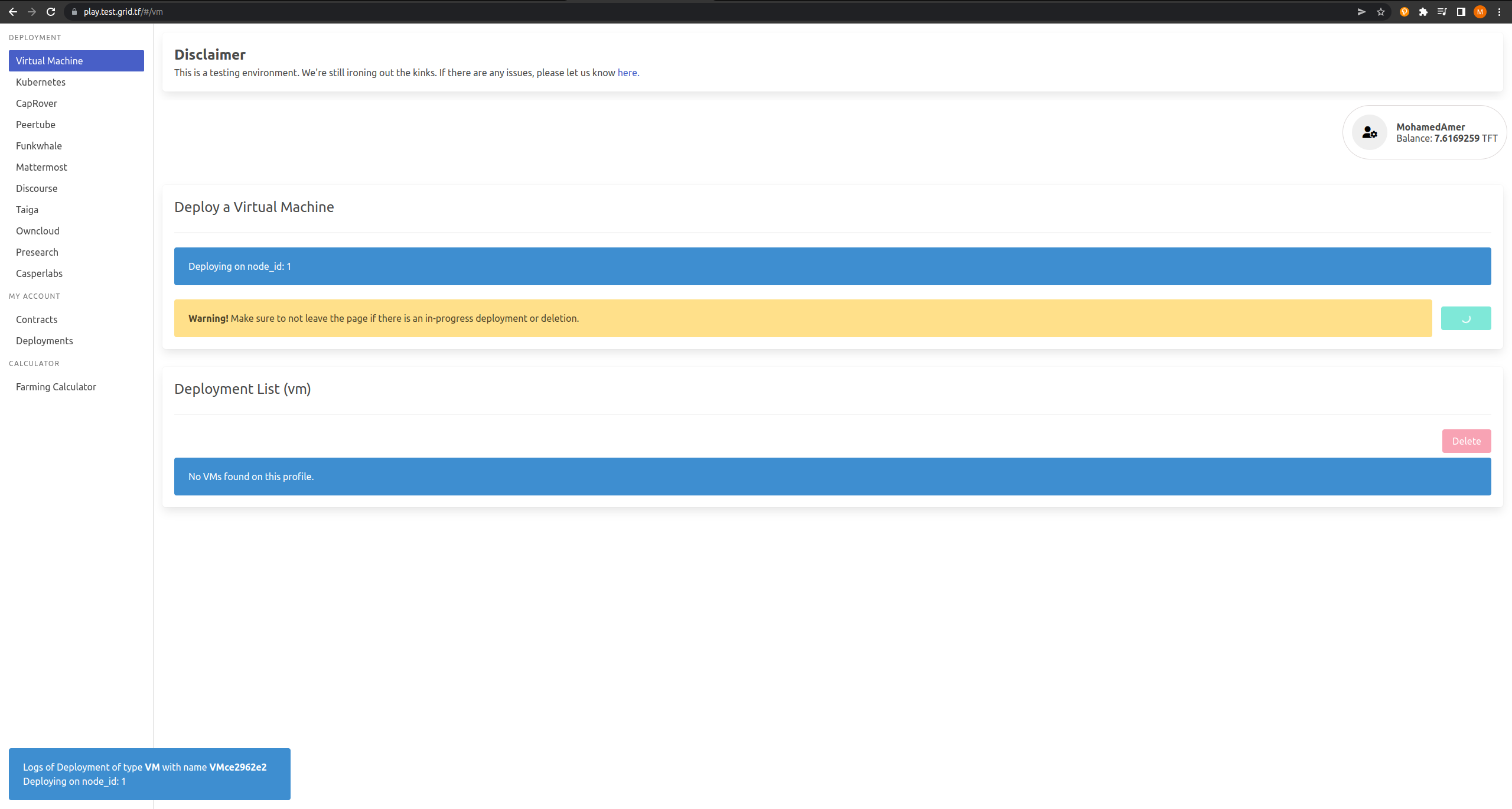 Deployment on testnet · Issue #49 · threefoldtech/test_feedback · GitHub