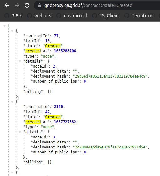 The `state` parameter in the `/contracts` endpoint is case sensitive