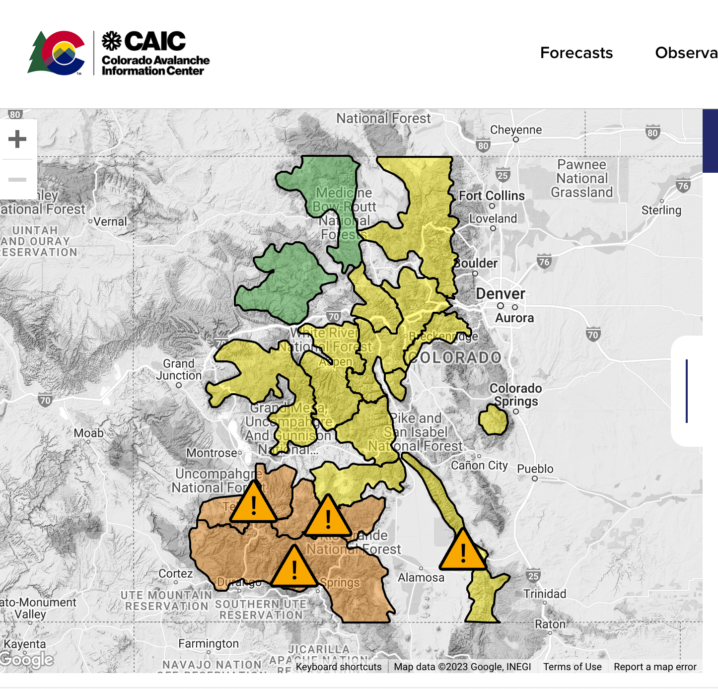 App doesn't handle zones composed of multiple polygons (seen in CAIC ...