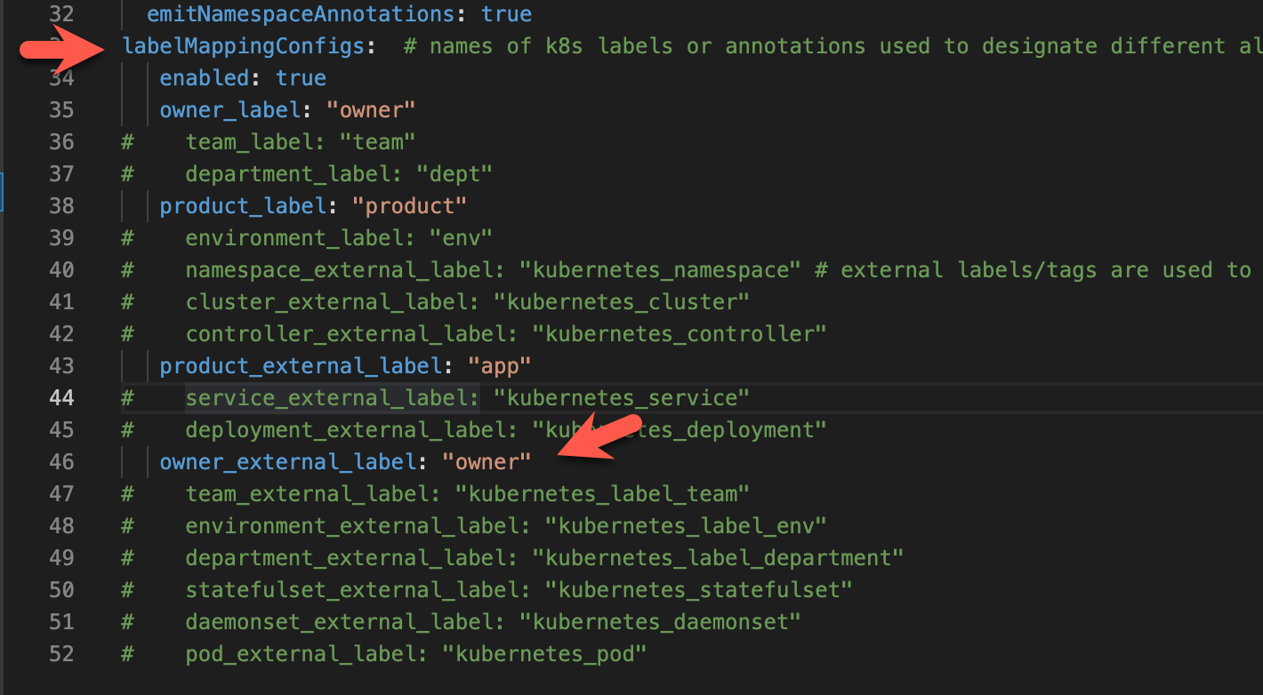 Helm values for "labelMappingConfigs.external_label" do not set Custom Data Mappings in Advanced