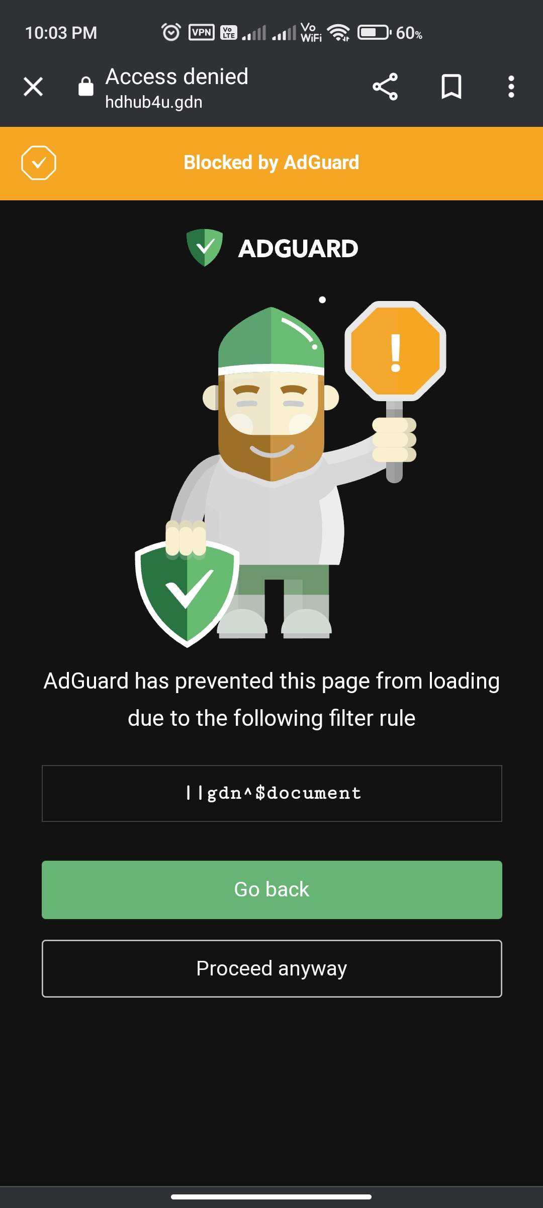 adguard for android prevent a website, 'hdhub4u.gdn' to open due to a ...