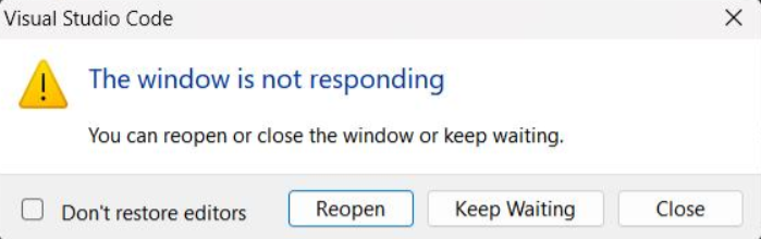 VSCode not responding couple of times in a day after latest update ...