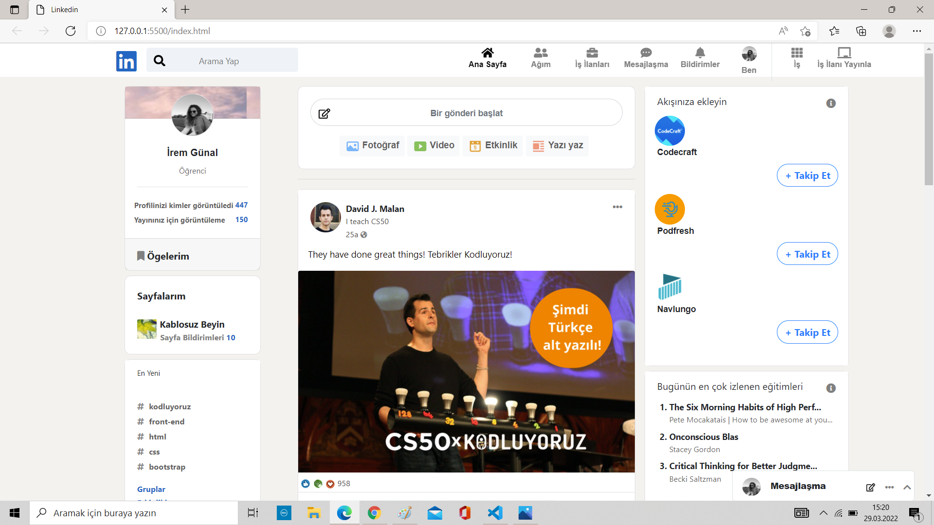 Github Iremgunal Bootstraplinkedinclone
