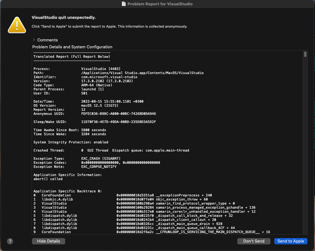 [Bug]: Console wont open and it turns purple and VSMac crashes · Issue ...