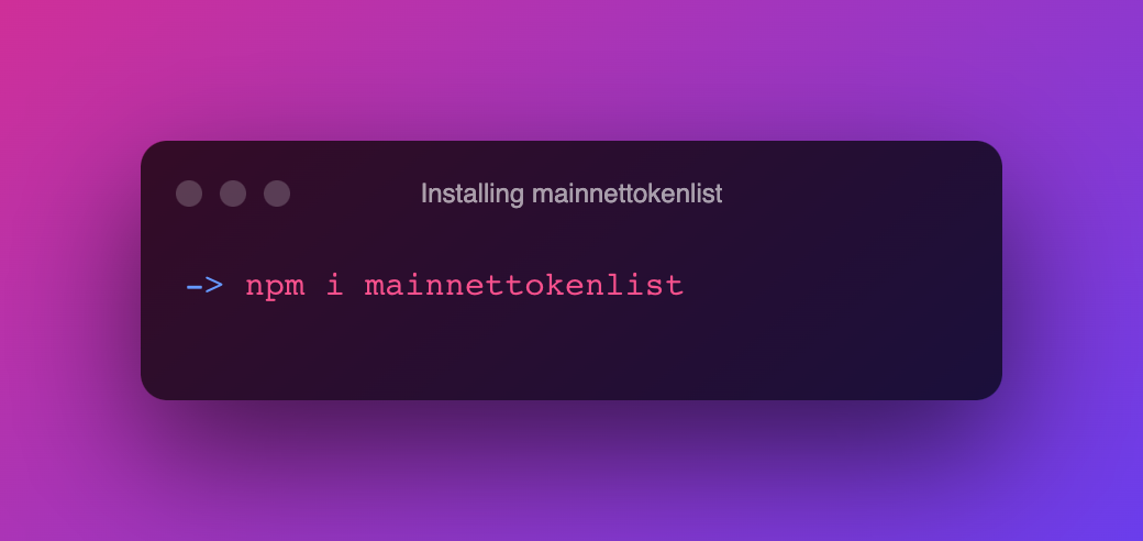 Installing mainnettokenlist